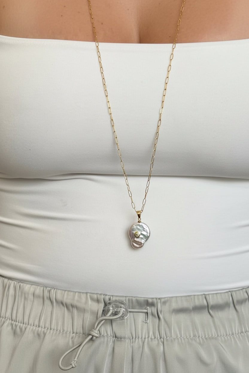 The Simone - Everyday Paperclip Necklace with Charm (Long)