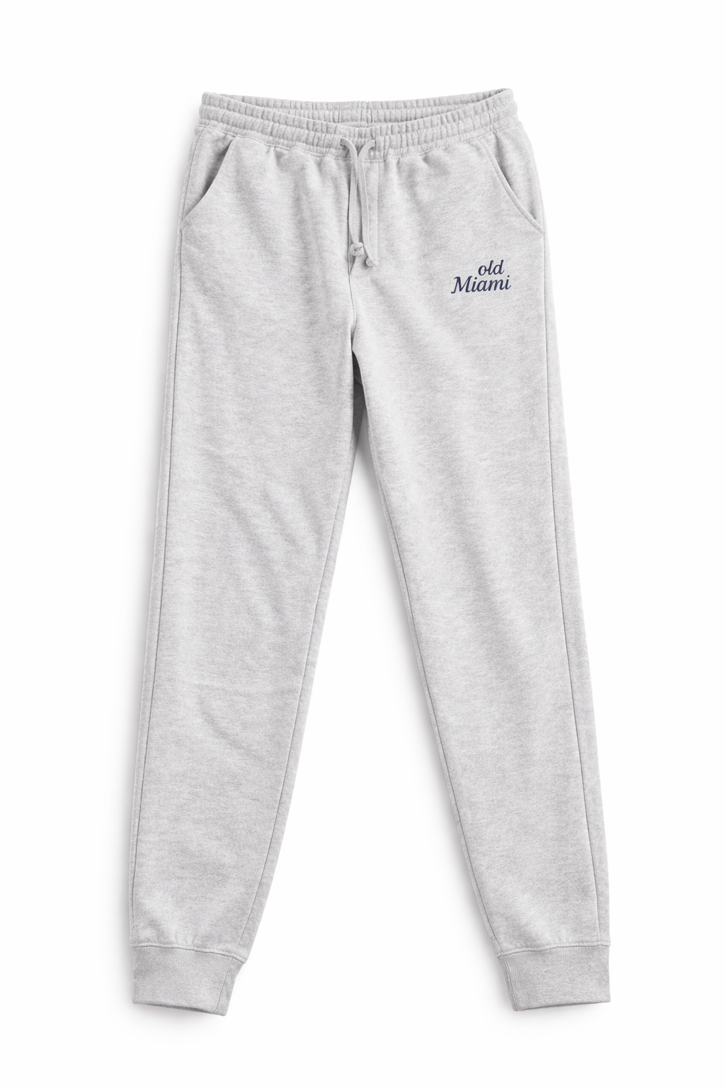Old Miami Unisex Feather Grey Sweatpants with Navy Emboidery (Minimal Logo)