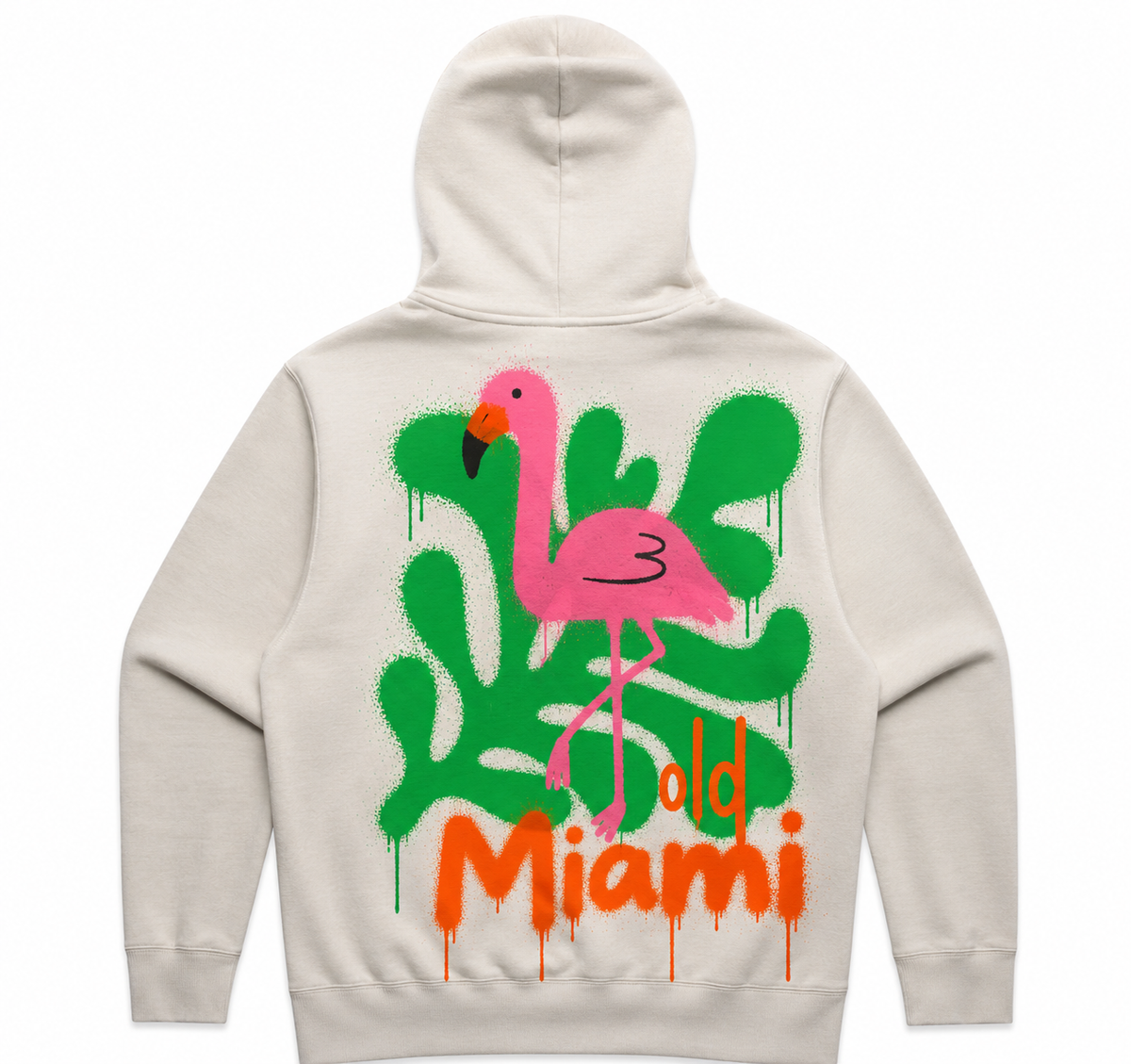 Limited Edition Old Miami Flamingo Drip Men’s Buttersoft Relaxed Hoodie (Pre Sale)