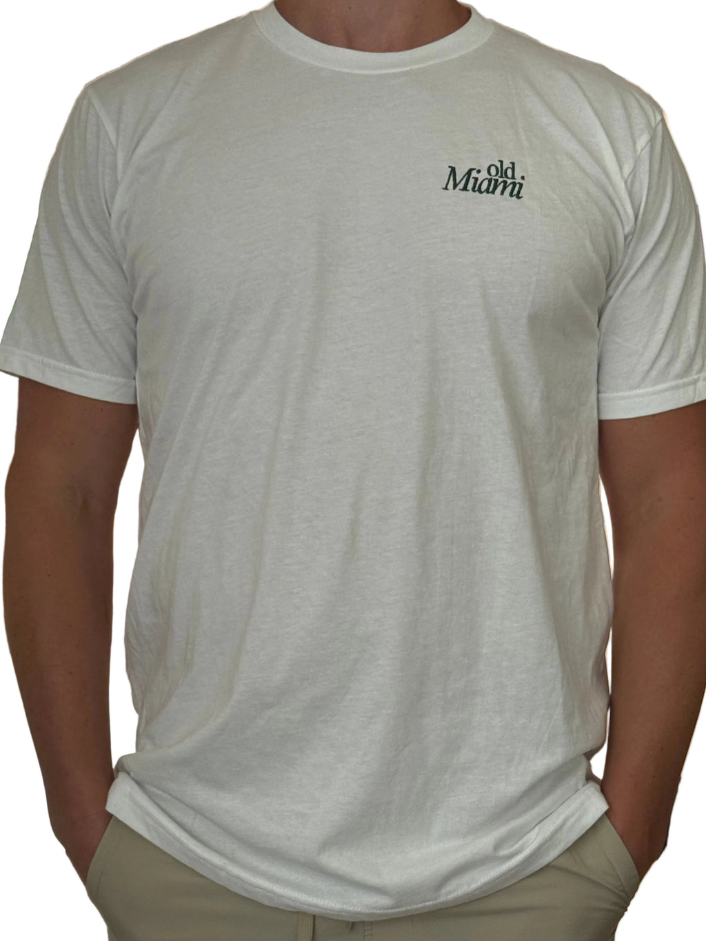 Old Miami Men’s Classic White & Country Club Green Embroidery Tee