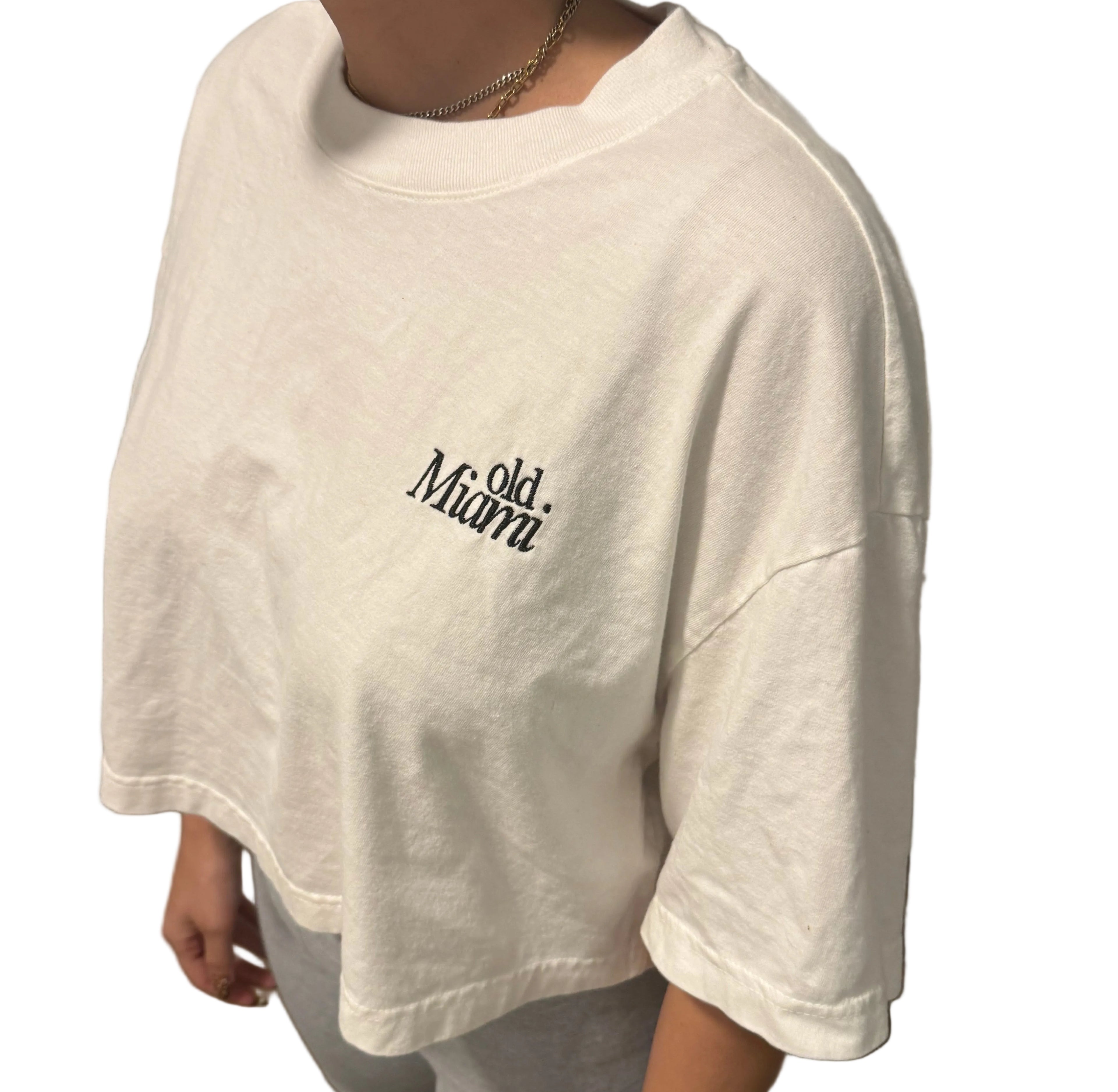 Old Miami Boxy Cream & Black Women’s Crop Top