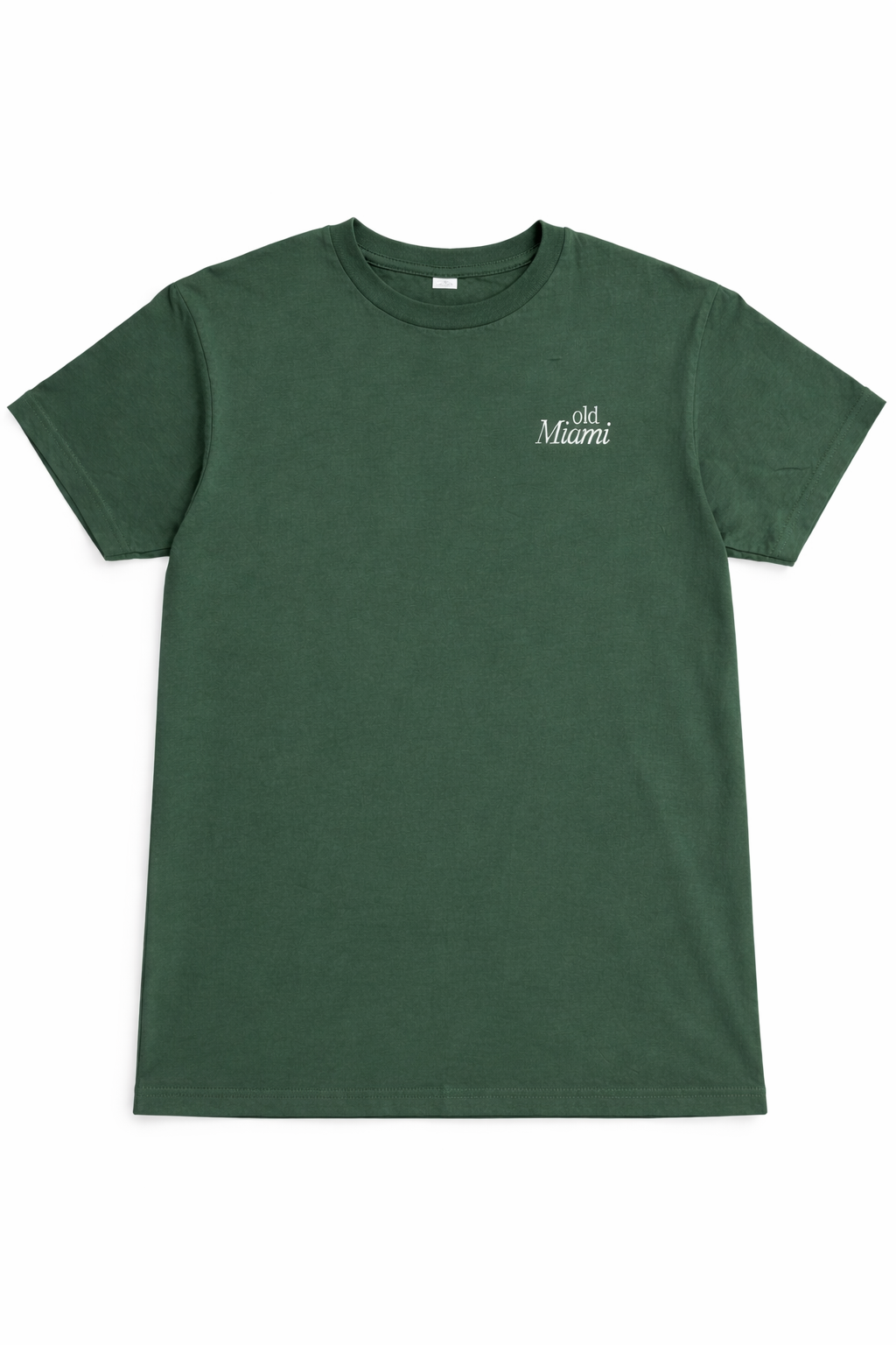 Old Miami Men’s Classic Hunter Green American Apparel Washed Tee with Cream Embroidery