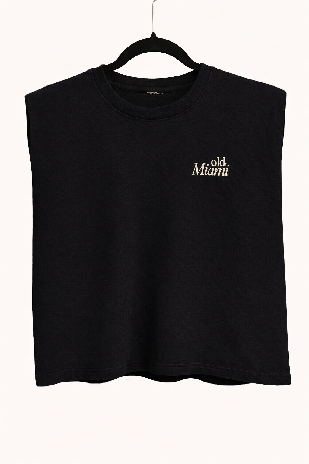 Old Miami Women’s Wide Shoulder Crop Tank - Black & Cream