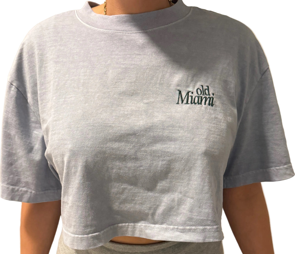 Old Miami Boxy Denim Washed & Country Club Green Women’s Crop Top