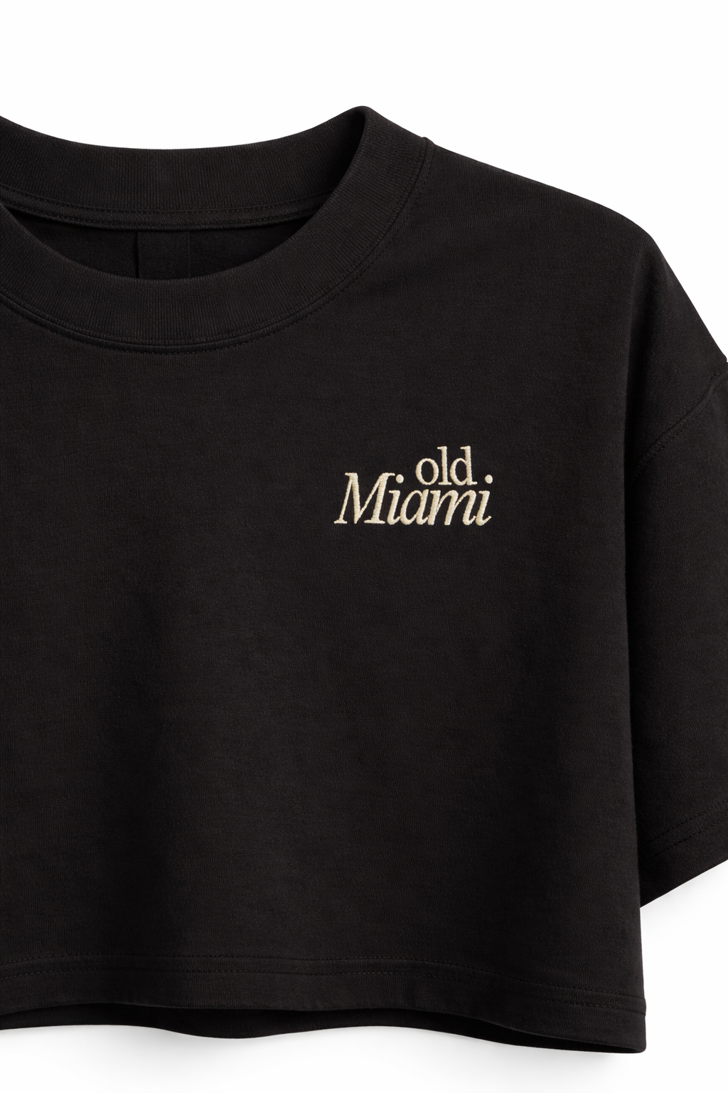 Old Miami Buttersoft Long Crop - Black with Cream Embroidery