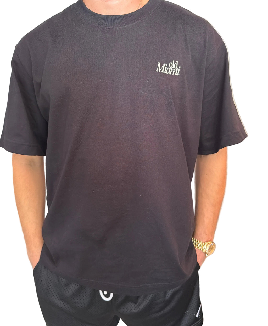 Men’s Box Black T w/ Cream Embroidery
