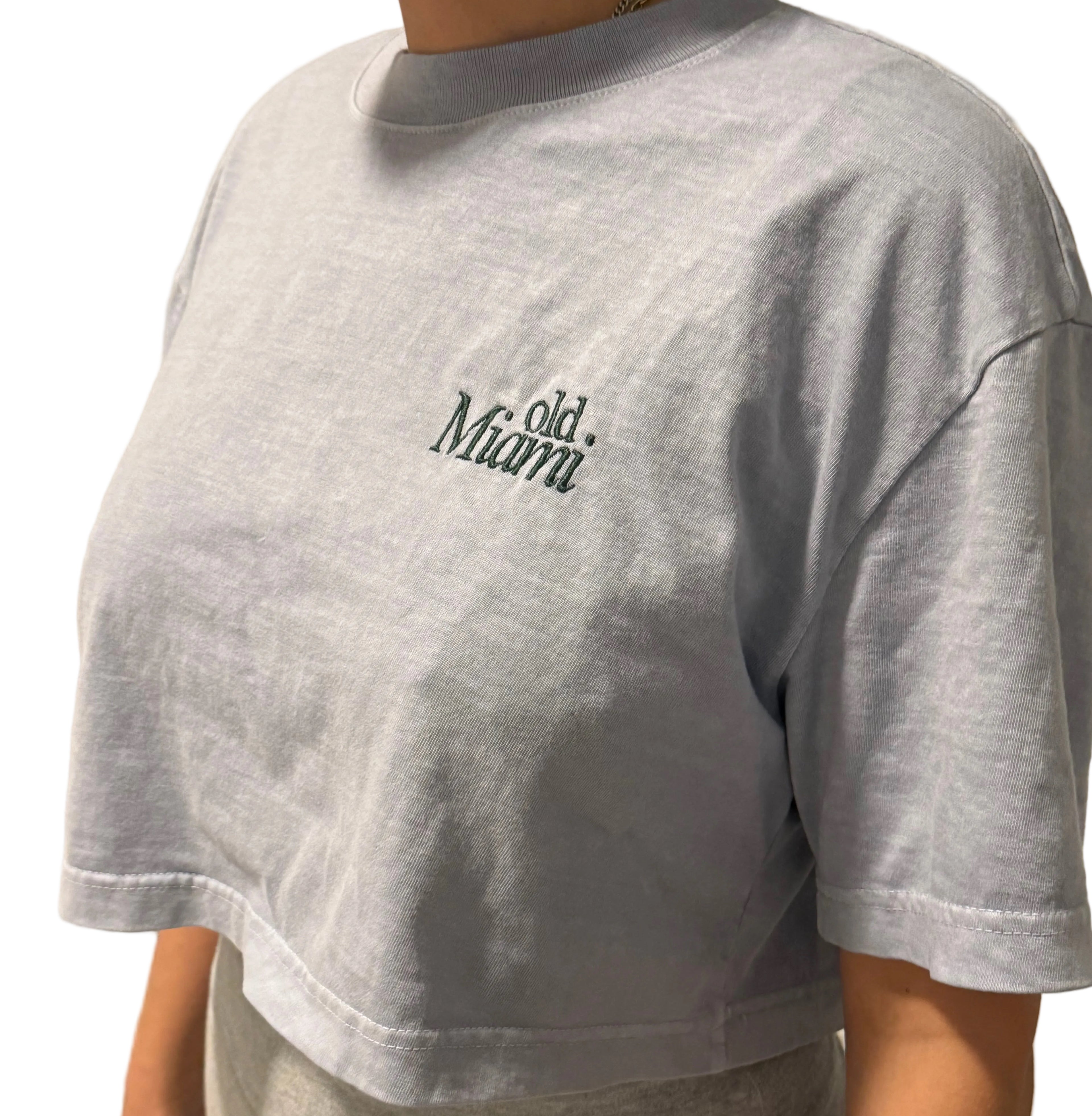 Old Miami Boxy Denim Washed & Country Club Green Women’s Crop Top